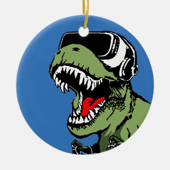 VR T-rex Ceramic Tree Decoration (Front)
