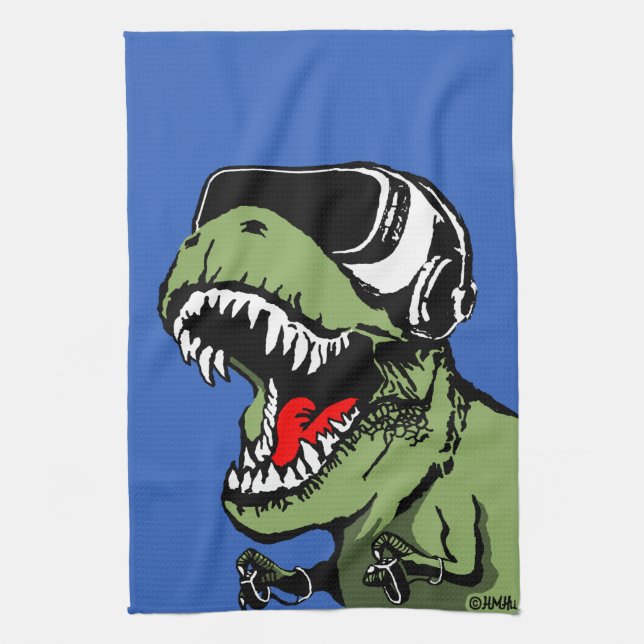 VR T-rex Tea Towel (Vertical)