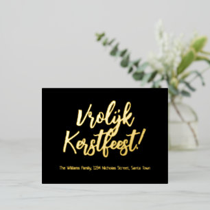 Vrolijk Kerstfeest Dutch Language Merry Christmas Foil Holiday Postcard