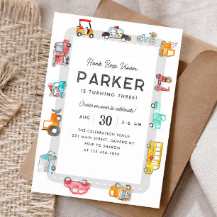 Vroom Cruise Transportation Birthday Invitation