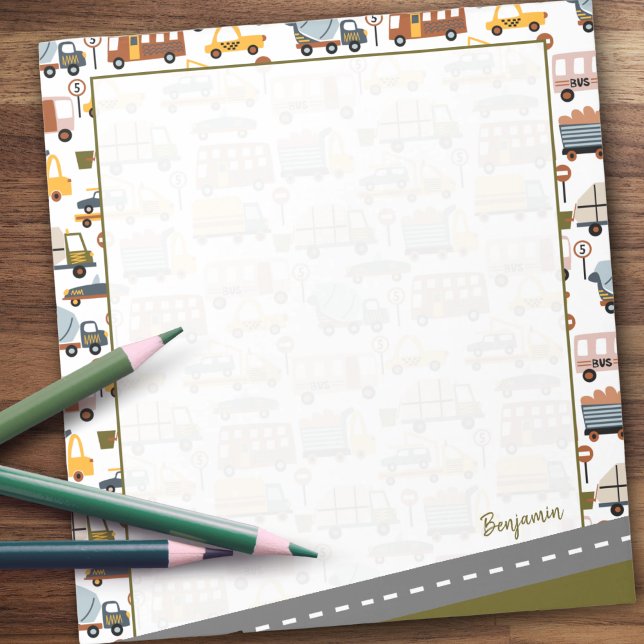 Vroom! Vroom! Car and Transportation Pattern Boy Notepad (Creator Uploaded)