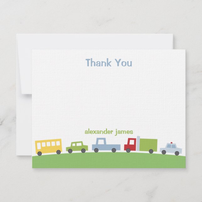 Vroom Vroom Cars Thank You Notes (Front)