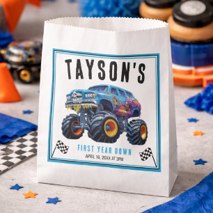 Vroom Zoom Monster Truck Boom   1st Birthday Party Favour Bags