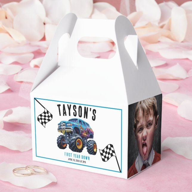 Vroom Zoom Monster Truck Boom | 1st Birthday Party Favour Box (Wedding)