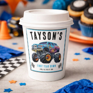 Vroom Zoom Monster Truck Boom   1st Birthday Party Paper Cups
