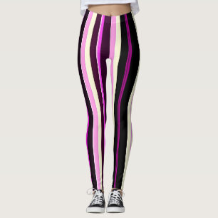 Vrtical Lines Black Pink Amou Isometric Pattern Leggings