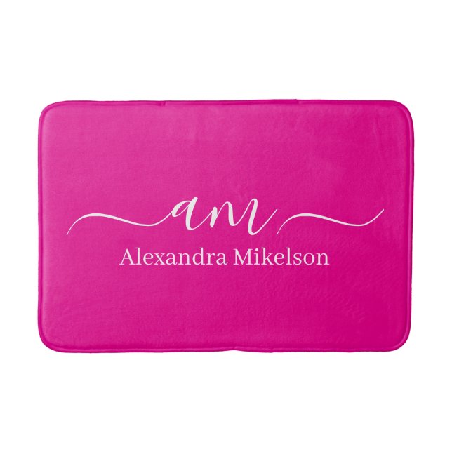 VSimple Modern Monogram pink Minimalist Bath Mat (Front)