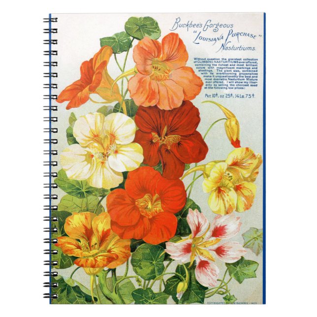 VTG Botanical Nasturtiums Spiral Notebook (Front)