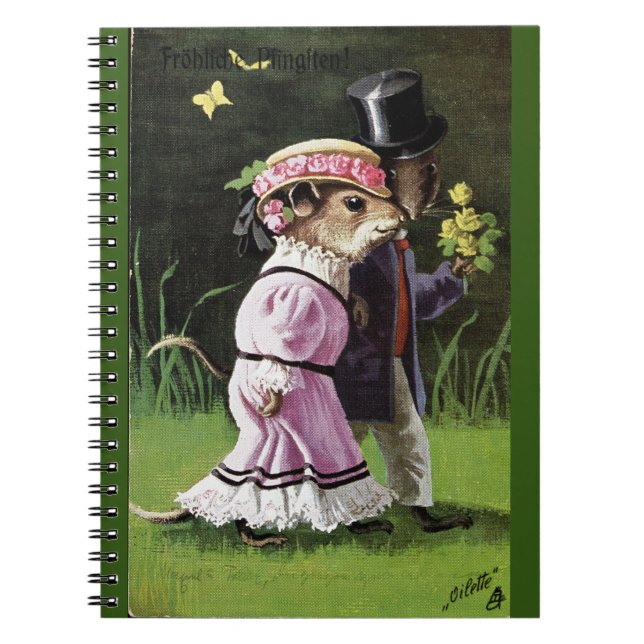 VTG Romantic Mouse Couple Spiral Notebook (Front)
