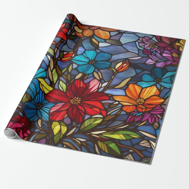 vubrant colourful floral mandal intricate pattern  wrapping paper (Unrolled)