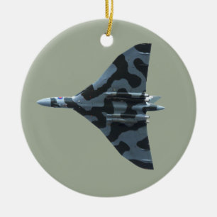 Vulcan bomber in flight ceramic tree decoration