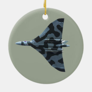 Vulcan bomber in flight ceramic tree decoration
