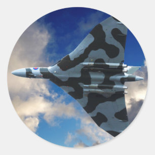 Vulcan bomber in flight classic round sticker