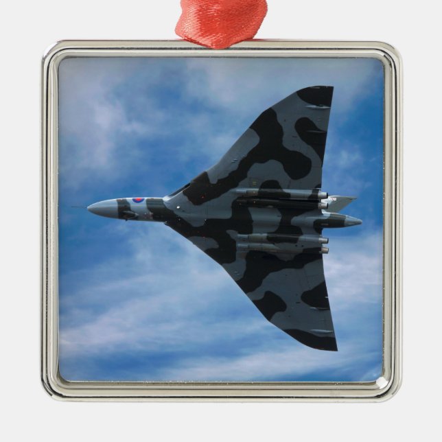 Vulcan bomber in flight metal tree decoration (Front)