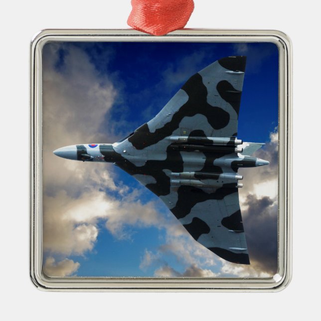 Vulcan bomber in flight metal tree decoration (Front)