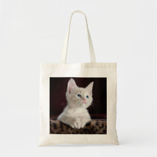 Vulnerable White Kitten Tote Bag