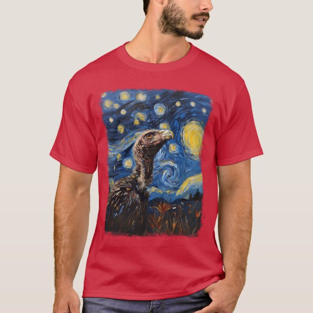 Vulture Bird Starry Night Painting friends T-Shirt (Front)