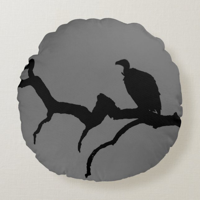 Vulture Silhouette Round Cushion (Front)