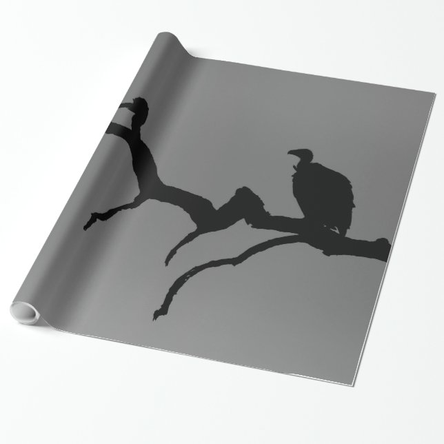 Vulture Silhouette Wrapping Paper (Unrolled)