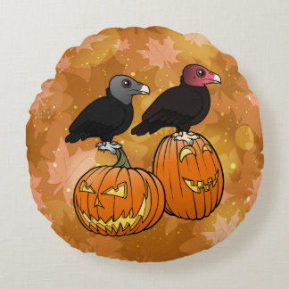 Vultures Celebrate Halloween! Round Cushion