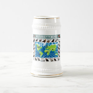 Vultures of the World Map Beer Stein