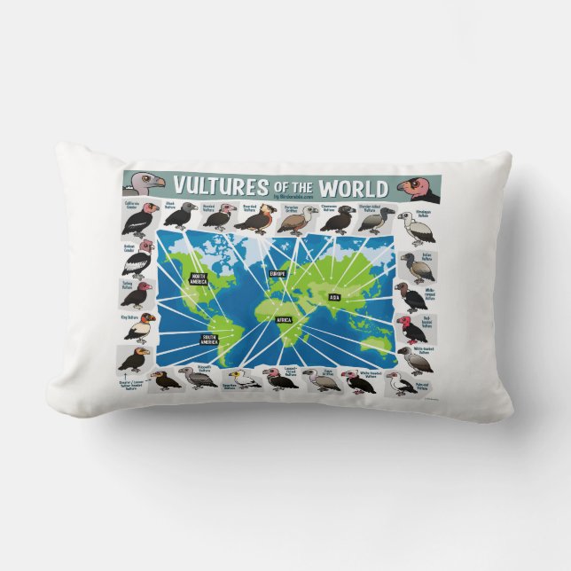 Vultures of the World Map Lumbar Cushion (Front)