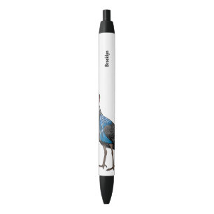 Vulturine guineafowl bird cartoon illustration black ink pen
