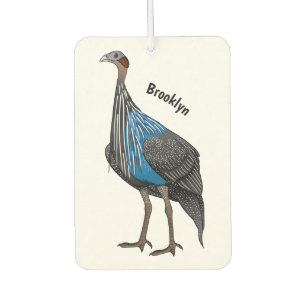 Vulturine guineafowl bird cartoon illustration  car air freshener