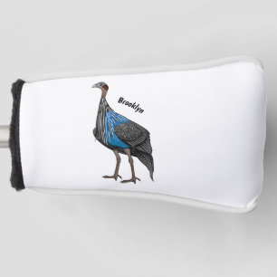Vulturine guineafowl bird cartoon illustration golf head cover