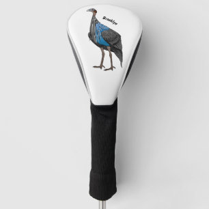 Vulturine guineafowl bird cartoon illustration golf head cover