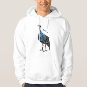 Vulturine guineafowl bird cartoon illustration hoodie