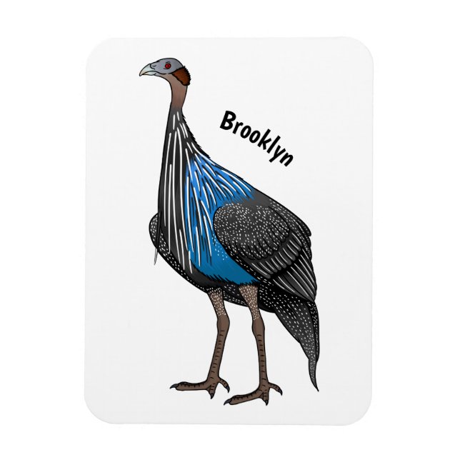 Vulturine guineafowl bird cartoon illustration magnet (Vertical)