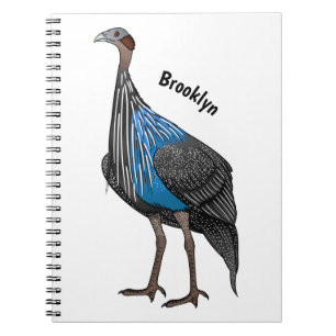 Vulturine guineafowl bird cartoon illustration notebook