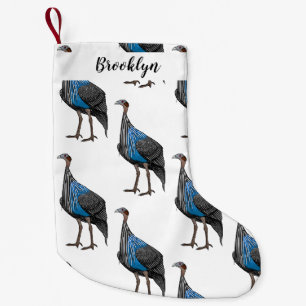 Vulturine guineafowl bird cartoon illustration  small christmas stocking