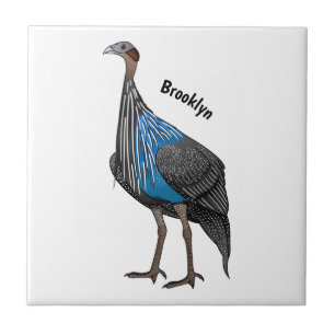 Vulturine guineafowl bird cartoon illustration tile