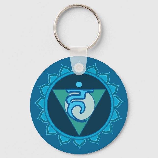Vushuddha or Throat Blue Chakra Key Ring (Front)