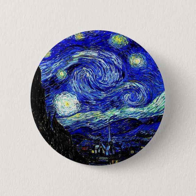 vVan Gogh Starry Night Fine Art 6 Cm Round Badge (Front)