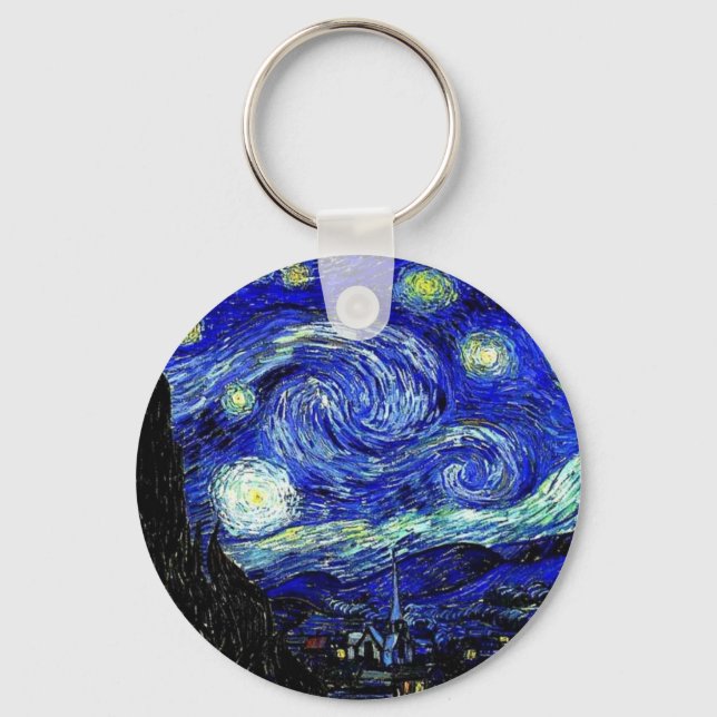 vVan Gogh Starry Night Fine Art Key Ring (Front)