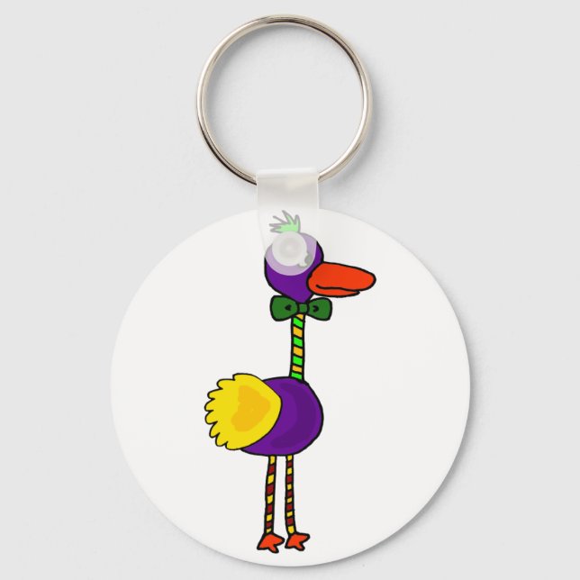 VW-Colourful Funny Dodo Bird Cartoon Key Ring (Front)