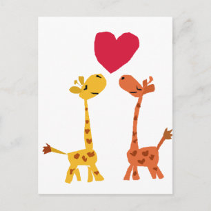 VW- Funny Giraffe Love Cartoon Postcard