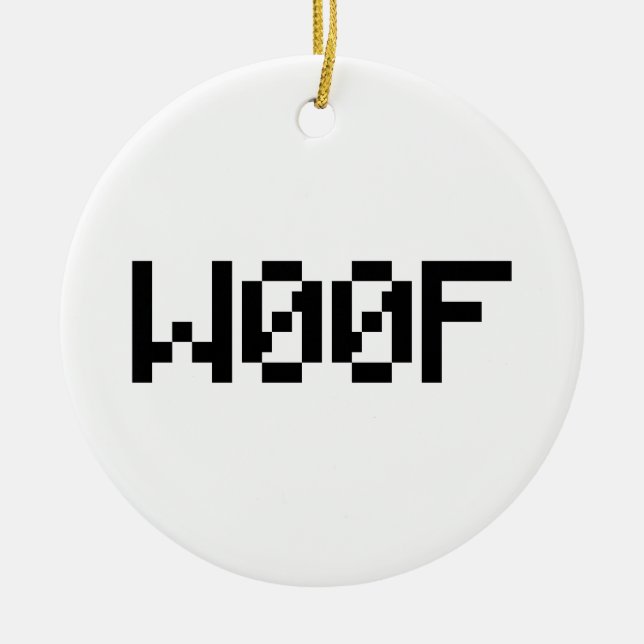W00F [Leetspeak Animal Sounds] Ceramic Tree Decoration (Front)