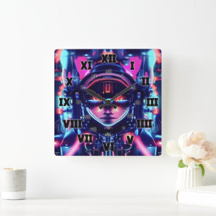 W4VE • DESIGHN.   "Procedural" ~ [49 / 50] • Square Wall Clock