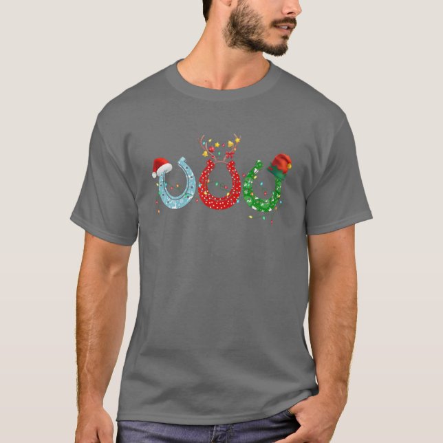 W4yp Horse Shoe Santa Hat Christmas Merry Xmas Noe T-Shirt (Front)