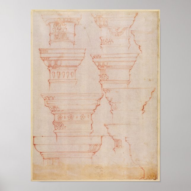 W.18v Study of column capitals Poster (Front)