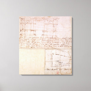 W.23r Architectural sketch with notes Canvas Print