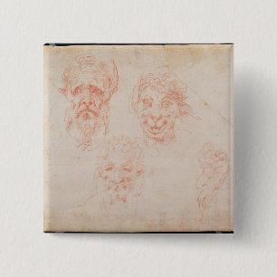 W.33 Sketches of satyrs' faces 15 Cm Square Badge