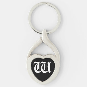 "W" Black Heart Keychain