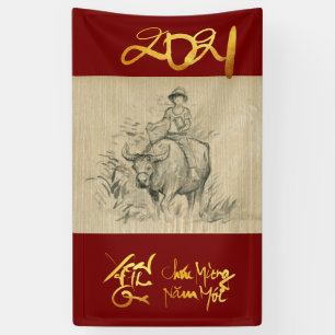 W Buffalo Kid Chinese Ox Year 2021 Vertical B Banner