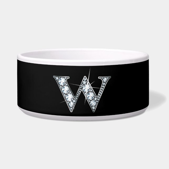 W "Diamond Bling" Pet Bowl (Front)