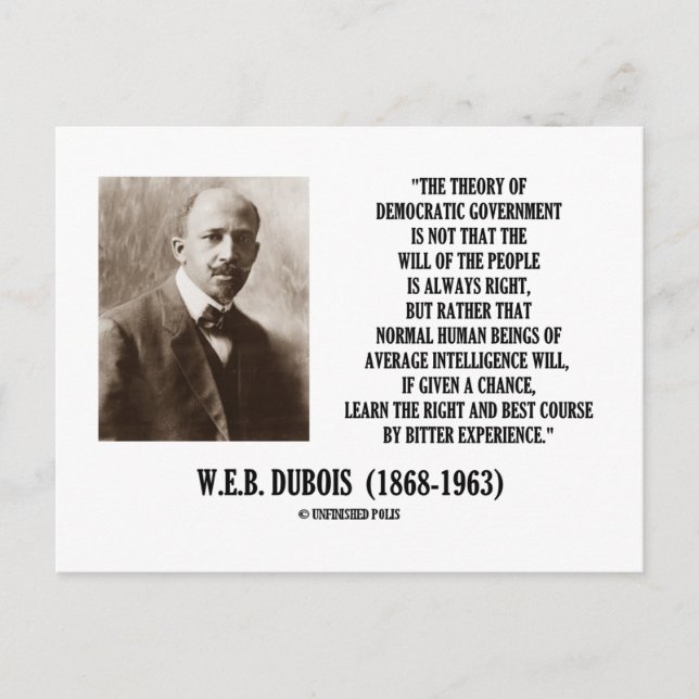 W.E.B. Dubois Theory Of Democratic Government Postcard (Front)